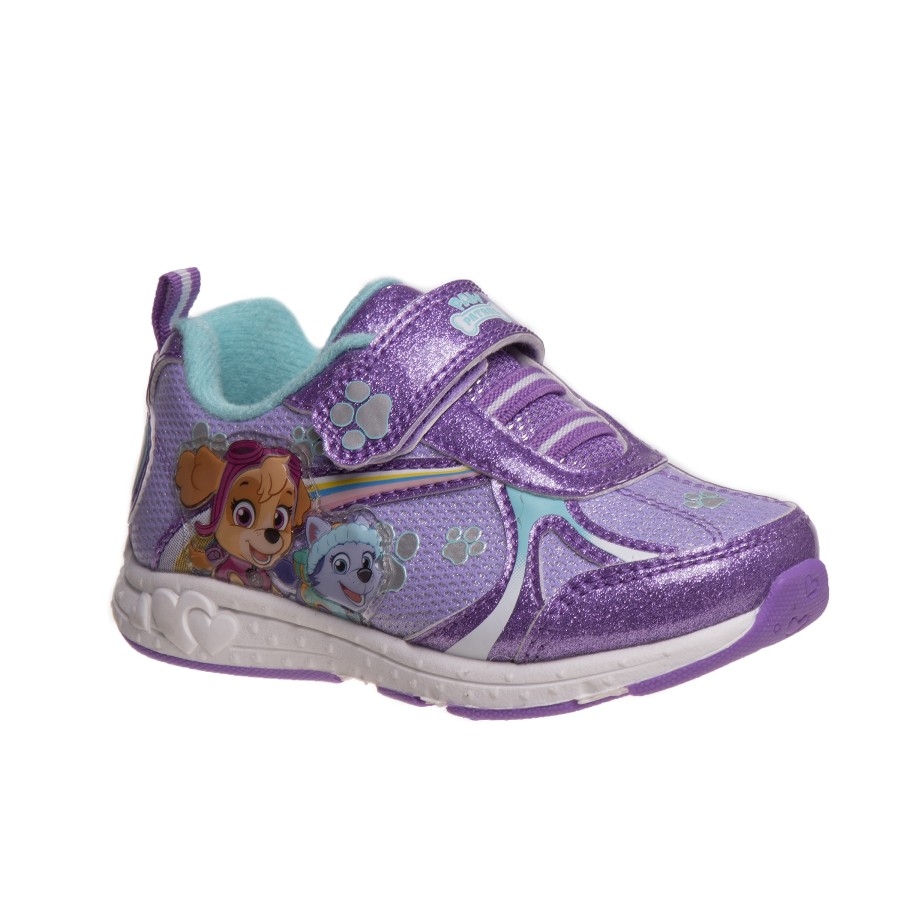 Paw Patrol Girl Casual Sneakers with Two Red Lights - Purple, Size: 10